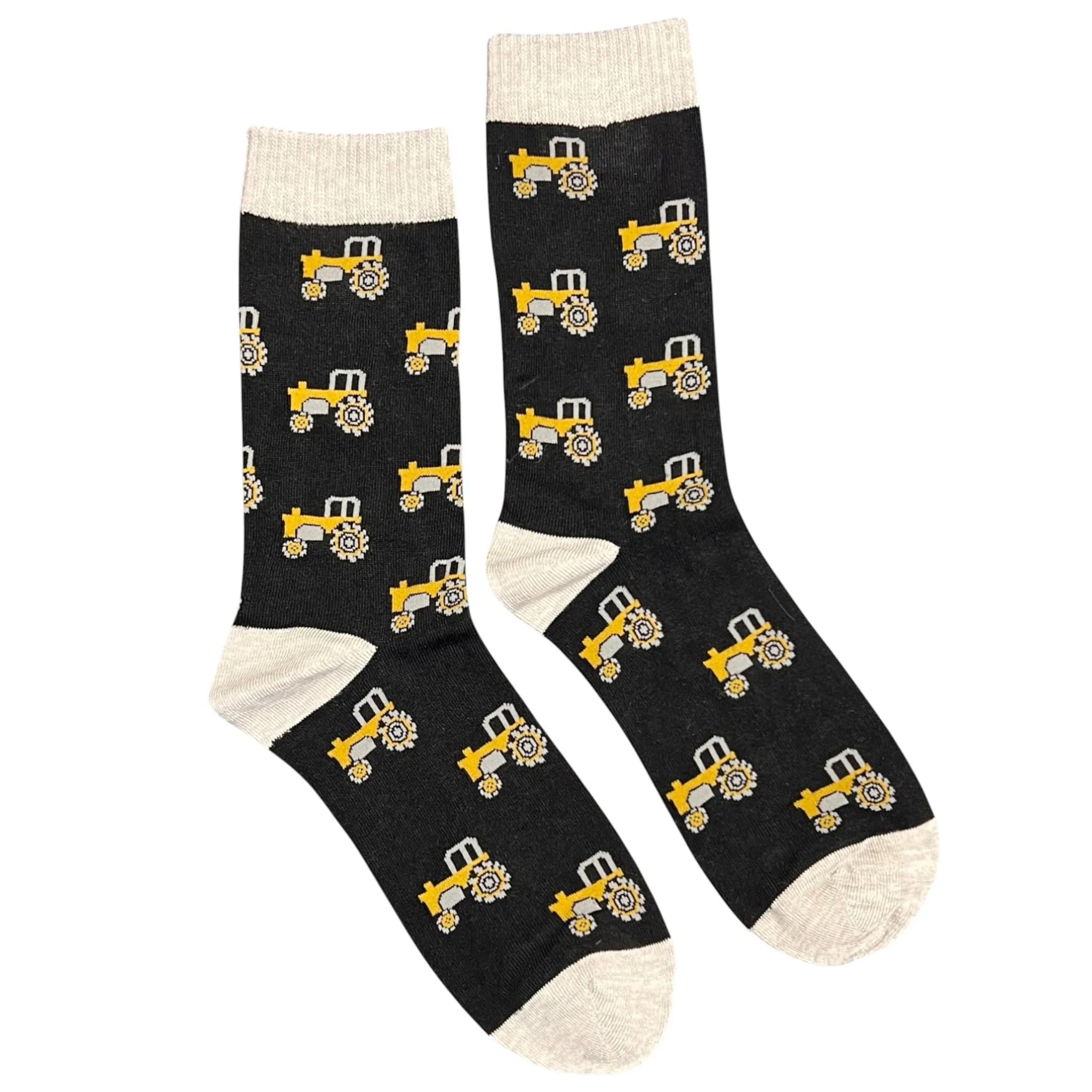 Jess & Lou Men's Bamboo Socks - Black Tractor
