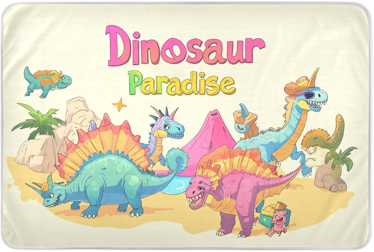 Dino Cartoon Paradise Extra Large Resuable Toddler Mattress Pads Water Resistant Sheet Cover Underpads Leakproof Quick Drying Pee Mats for Baby Toddler Children , 52" L x 34" W