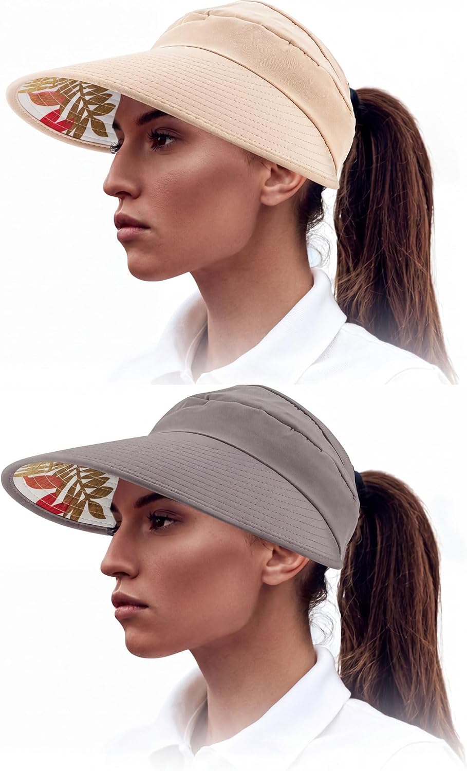 Geyoga 2 Pieces Sun Visor Hats UV Protection Caps Summer Wide Brim Beach Hat for Women