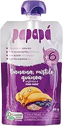 Papapá, Papinha infantil, Orgânico, Sabor Banana, Mirtilo & Quinoa, 100g, Roxo