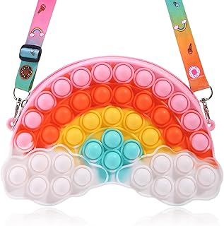 UOYHXQ Easter Gifts Girls Toys Pop Purse, Easter Day Gifts for Girls 4 -12, Rainbow Girls Purse Fidget Toy, Popper Pop Shoulder Bag School Supplies, Fidgets Birthday Return Gifts for Girl Party Favors