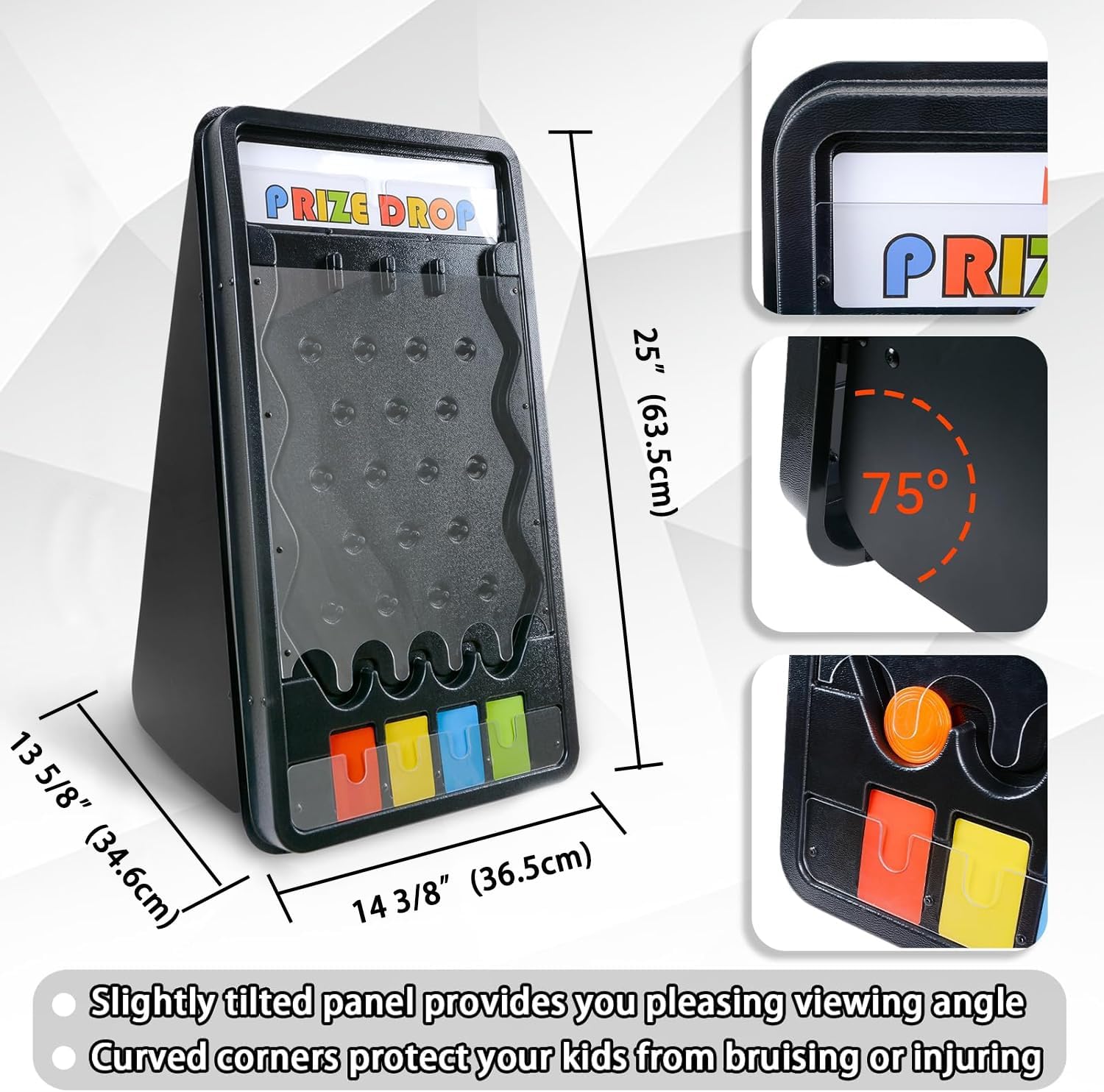 Mini Tabletop Prize Drop Board Game 25"x14" Plinko Board Foldable Stand with Customizable 8 Playing Pucks for Carnival Tradeshow Party