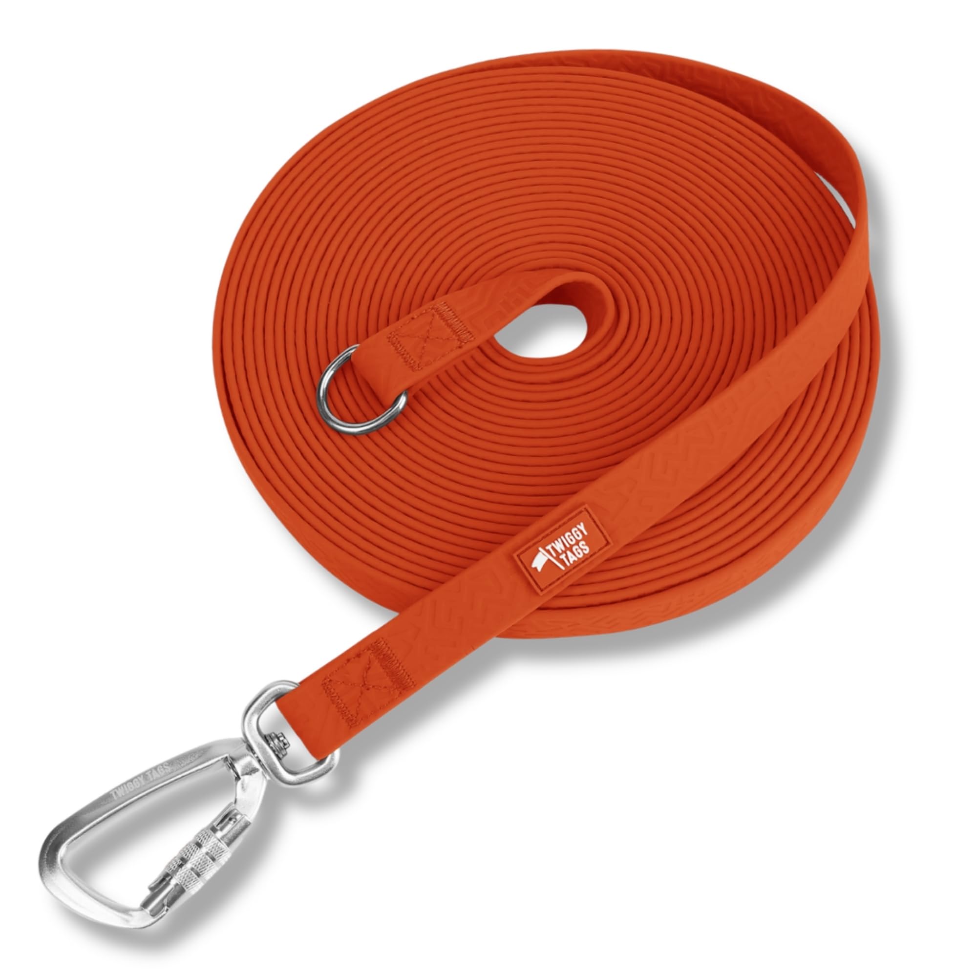 Twiggy Tags Tidal Dog Training Longline | 100% Waterproof Dog Lead Easy Clean | Locking Carabiner, Durable | Suitable For All Dog Breeds | Wipe-Clean, Stink-Proof | 5m, 10m (Rust Orange, 5m) โ image 1