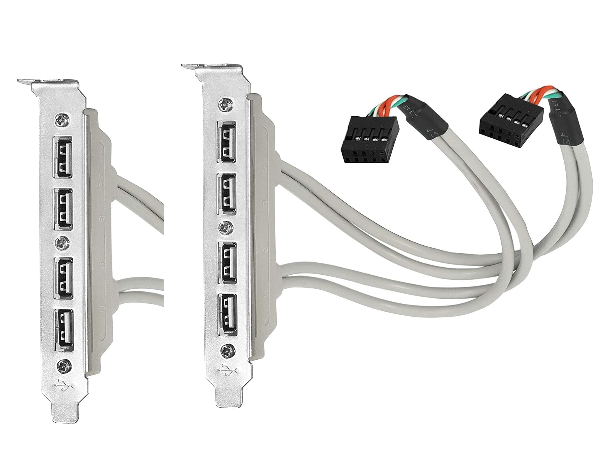 generic SaiRetail.Com (2 Pc Pack) 4 Ports USB 2.0 Header Port Slot Plate Adapter Panel Cable Female Screw to Motherboard 9pin Header Back PCI Rear Panel Bracket for Desktop-picture-33