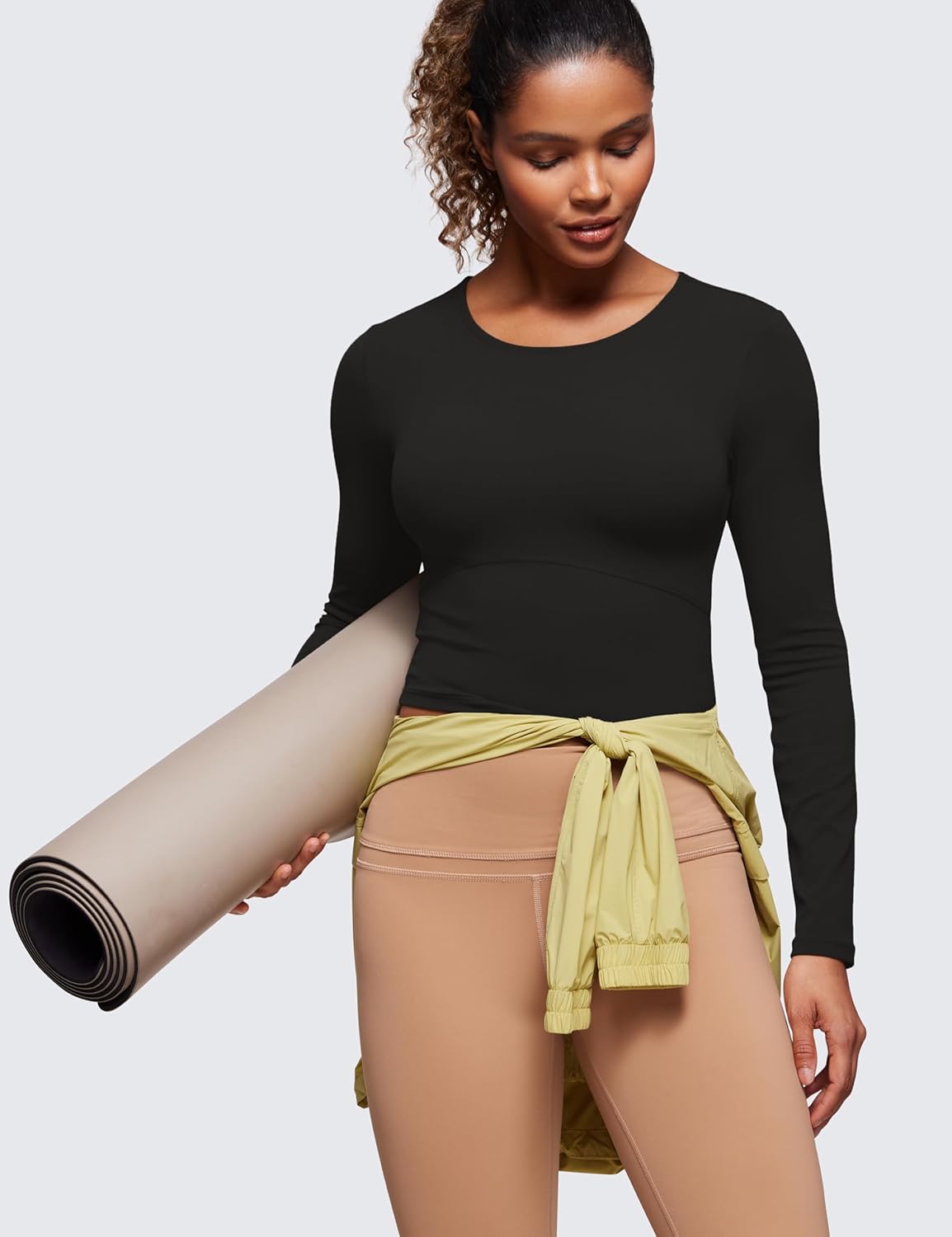 CRZ YOGA Butterluxe Scoop Neck Long Sleeve Shirts for Women - Workout Athletic Casual Tops Crop Slim Basic Tight Shirt - Image 4