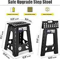 Vista 2 de Delxo Taburete plegable de 17.5 pulgadas, taburete plegable para adultos con bloqueo de seguridad, taburete plegable portátil de plástico, taburetes