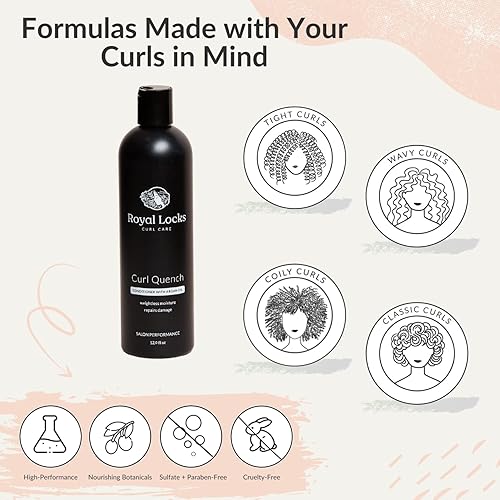 Miniatura 6 de Acondicionador Curl Quench de Royal Locks. Aceite de argán y queratina con infusión de sulfato y parabenos para cabello rizado, permanente, gris