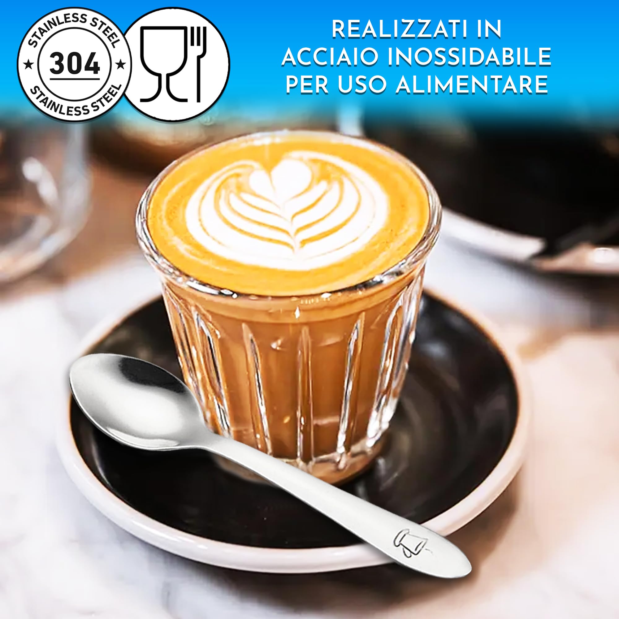 Set 24 Cucchiaini Caffè Acciaio Inox - 10cm Per Casa E Ristoranti, Lavastoviglie Safe - Foto 6