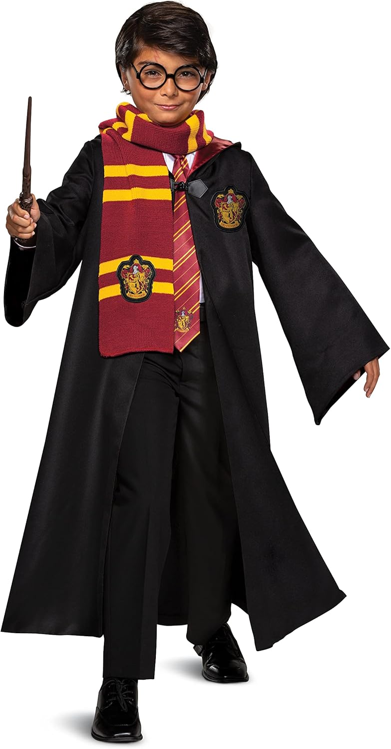 Disguise Harry Potter Dress Up Trunk for Kids, Official Wizarding World Costume Kit with Robe, Scarf, Tie, Wand and Glasses, Kids Size Small (4-6)