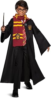 Harry Potter Dress Up Trunk for Kids, Official Wizarding World Costume Kit with Robe, Scarf, Tie, Wand and Glasses, Kids Size Small (4-6),Dark Brown