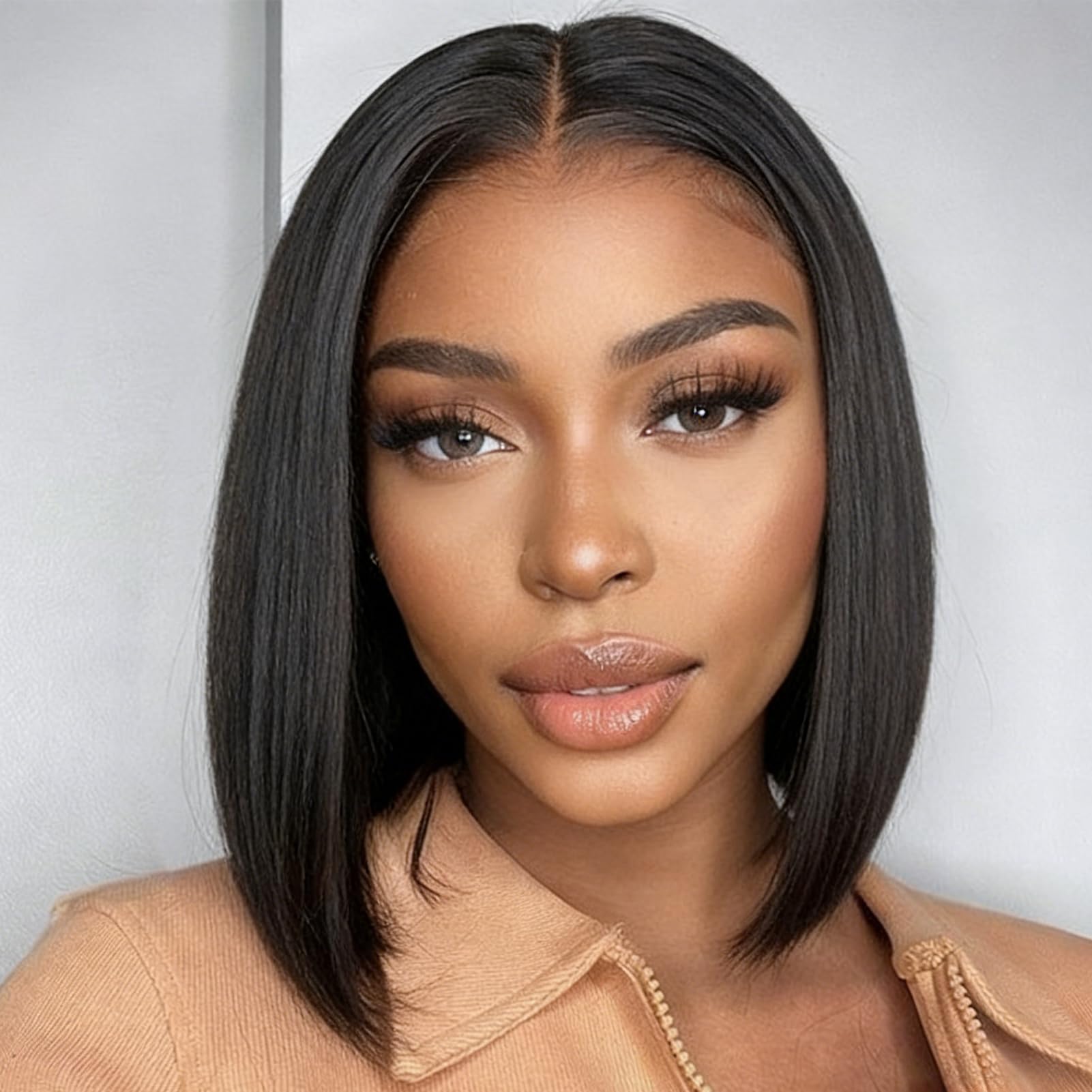 XSY Glueless Perruque Cheveux Humain Bob Wig Human Hair Wear And Go Perruque Femme Naturelle Sans Colle Pré-Découpée Pré-Épilée 4×4 Hd Perruques à Dentelle Frontale 180% Densité 10 Inch