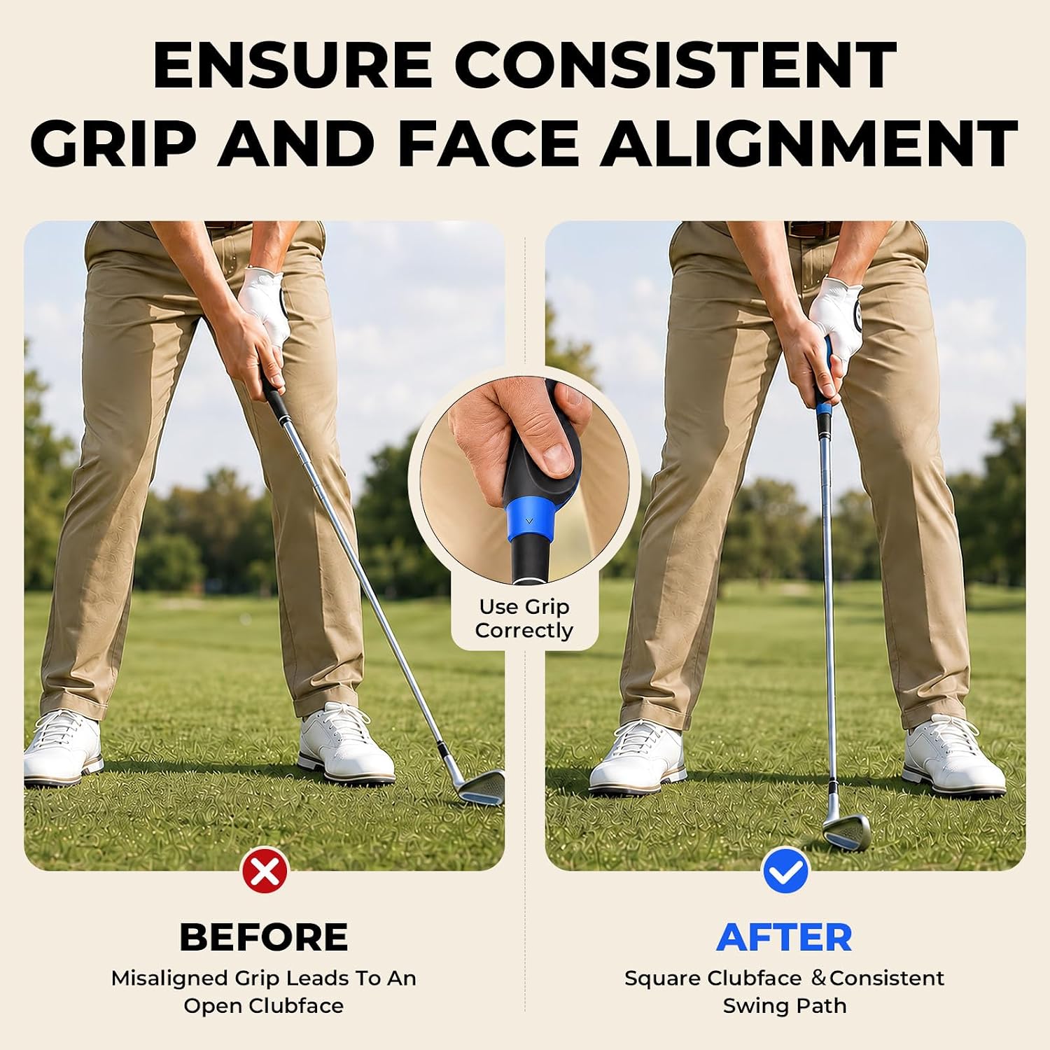 Golf Grip Trainer, Golf Training Aid for Right Hand Builds Muscle Memory thumbnail