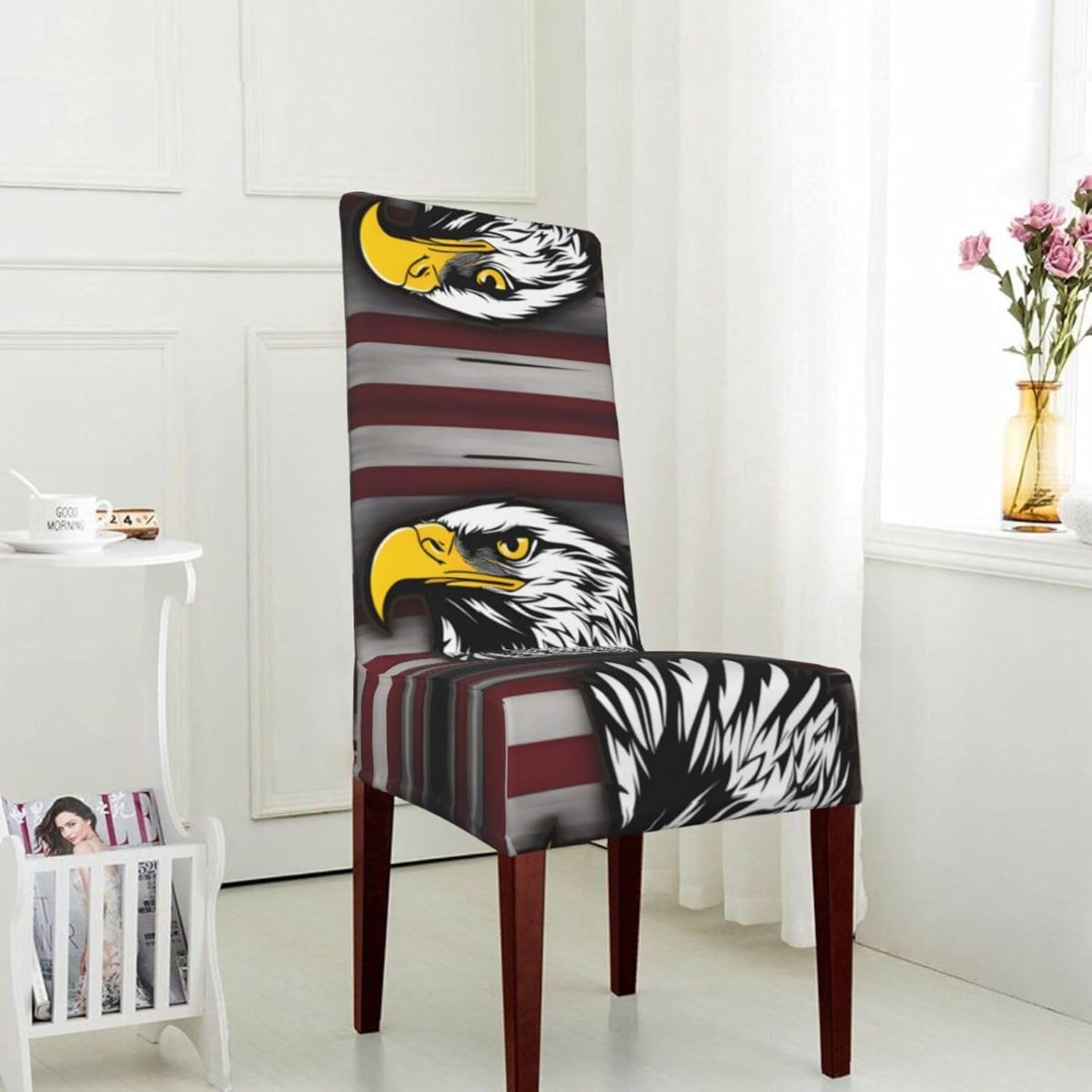 US Army Cool American Flag Eagle Prints Protection Cover for Dining Chair - Stretchable Chair Throw Covers for Dining Room, Hotel Event Party