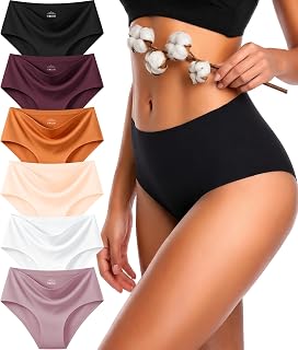 UNDER THE SEA Cotton Underwear for Women Panties Plus Size Mid Rise Breathable Stretch Fabric Everyday Briefs 6 Pack S-XXL