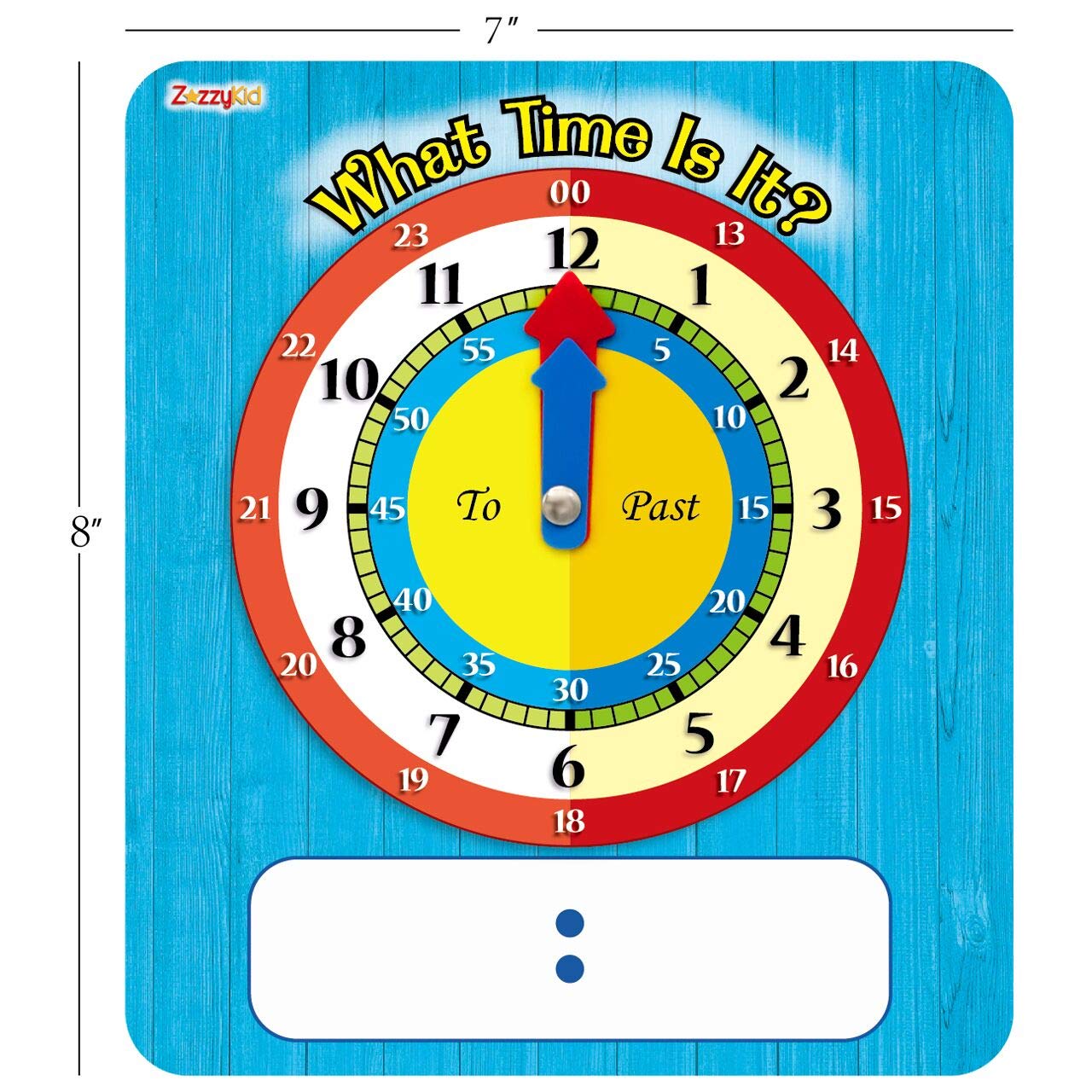 ZazzyKid - Orologio educativo per studenti - 5 orologi per confezione - 20 x 18 cm - Impara e pratica a che ora è - Scrivi e pulisci la superficie con pennarelli cancellabili