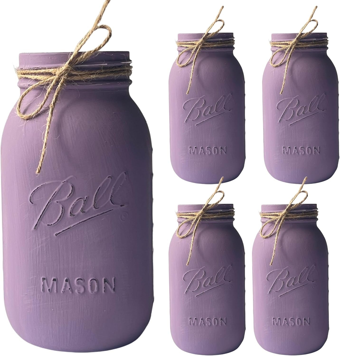 Ivory Mason Jar Centerpieces Set of 5 – Farmhouse Mason Jar Vases for Centerpieces, Rustic Wedding Table Decor, Painted Mason Jar Flower Vases, Table Centerpiece Decor (Off White - No Flowers)