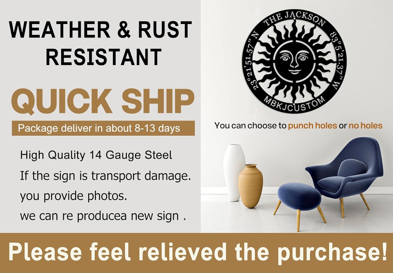 Generic Sun Wall Plaque Home Garden Decor, Sun Face Signs with Family Last Name and Latitude Longitude, Tribal Sun Metal Sign, Custom Metal Name Sign Outdoor, Housewarming Gifts, black