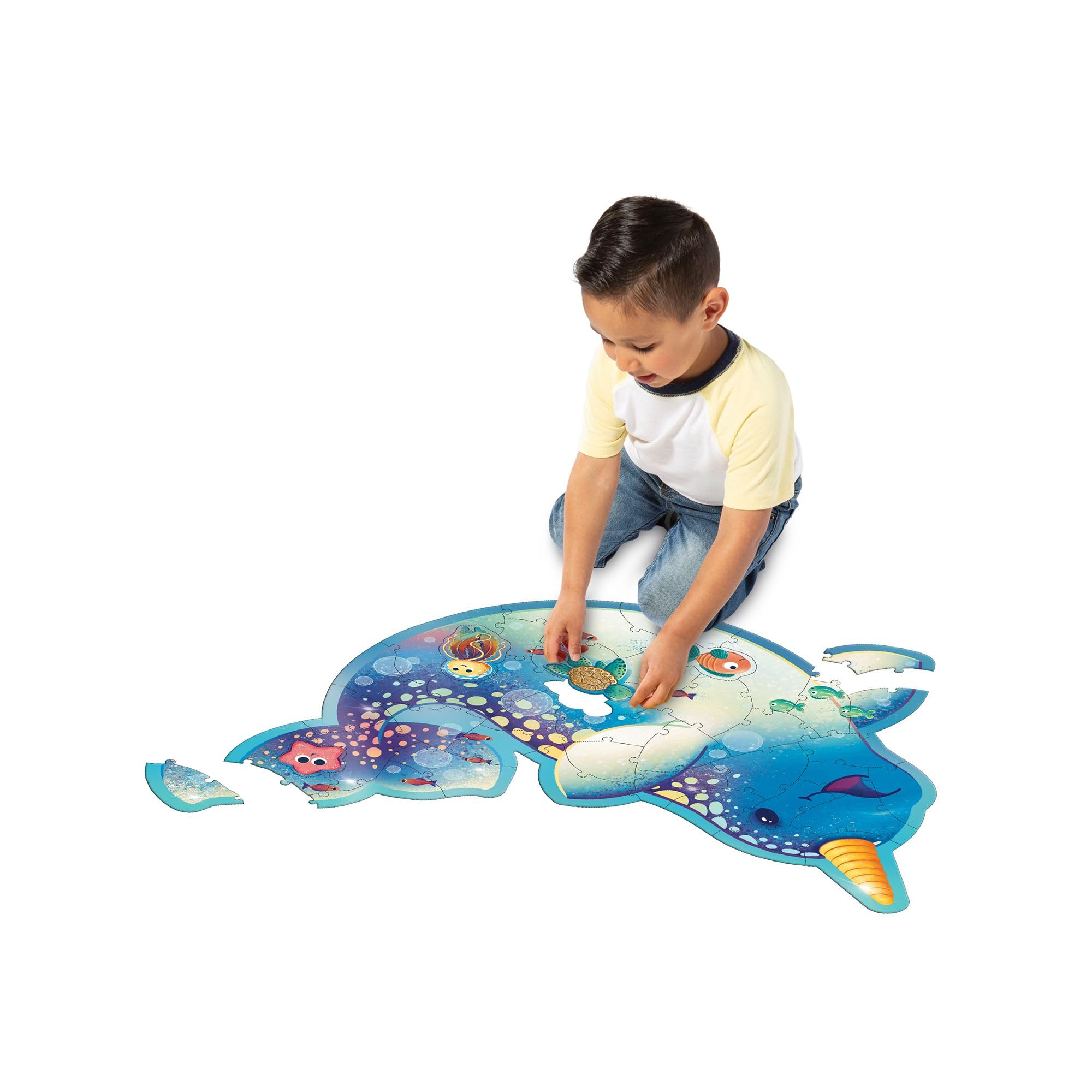 Amazon.com: Peaceable Kingdom Shiny Narwhal Floor Puzzle - 42
