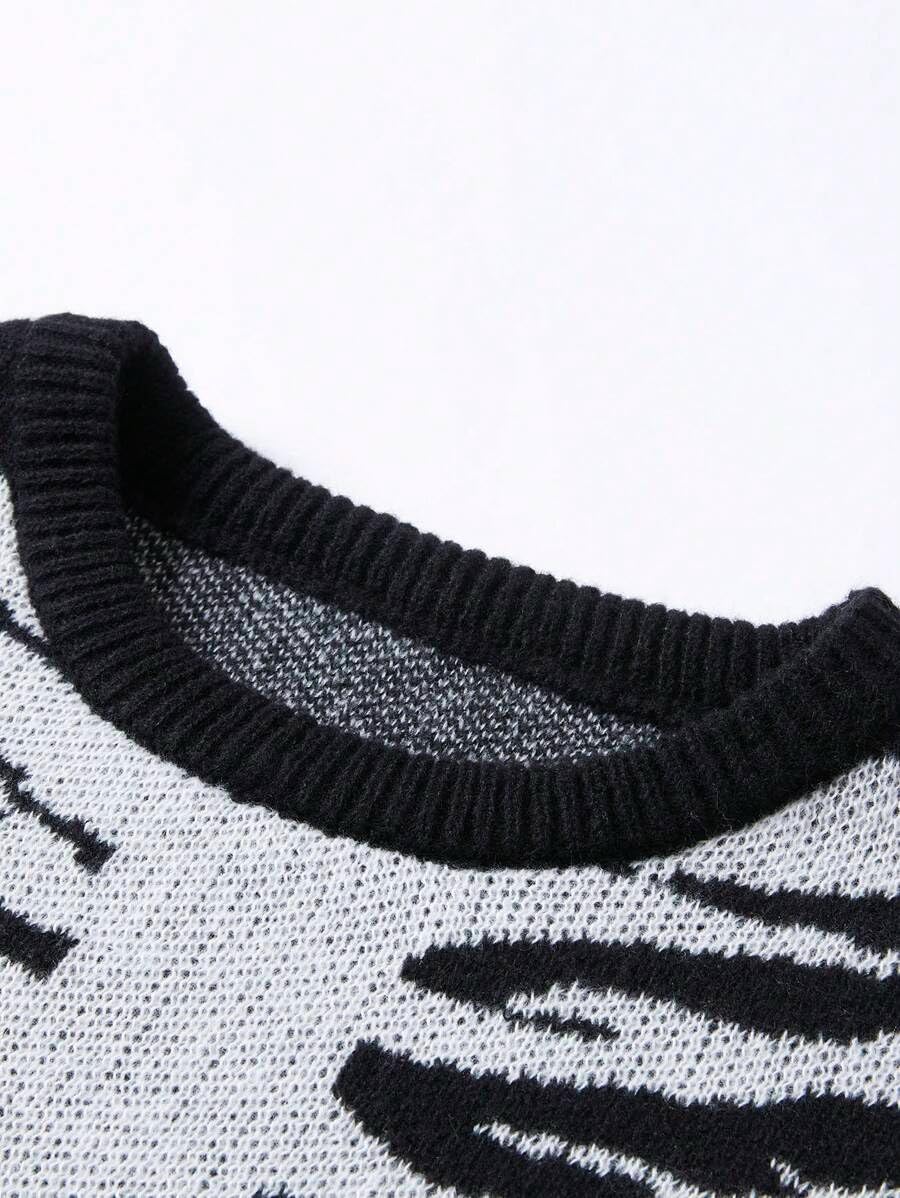 ZAFUL Halloween Sweaters for Mens Skeleton Sweater Crew Neck Vintage Y2K Knit Pullover Unisex Sweaters - Image 5