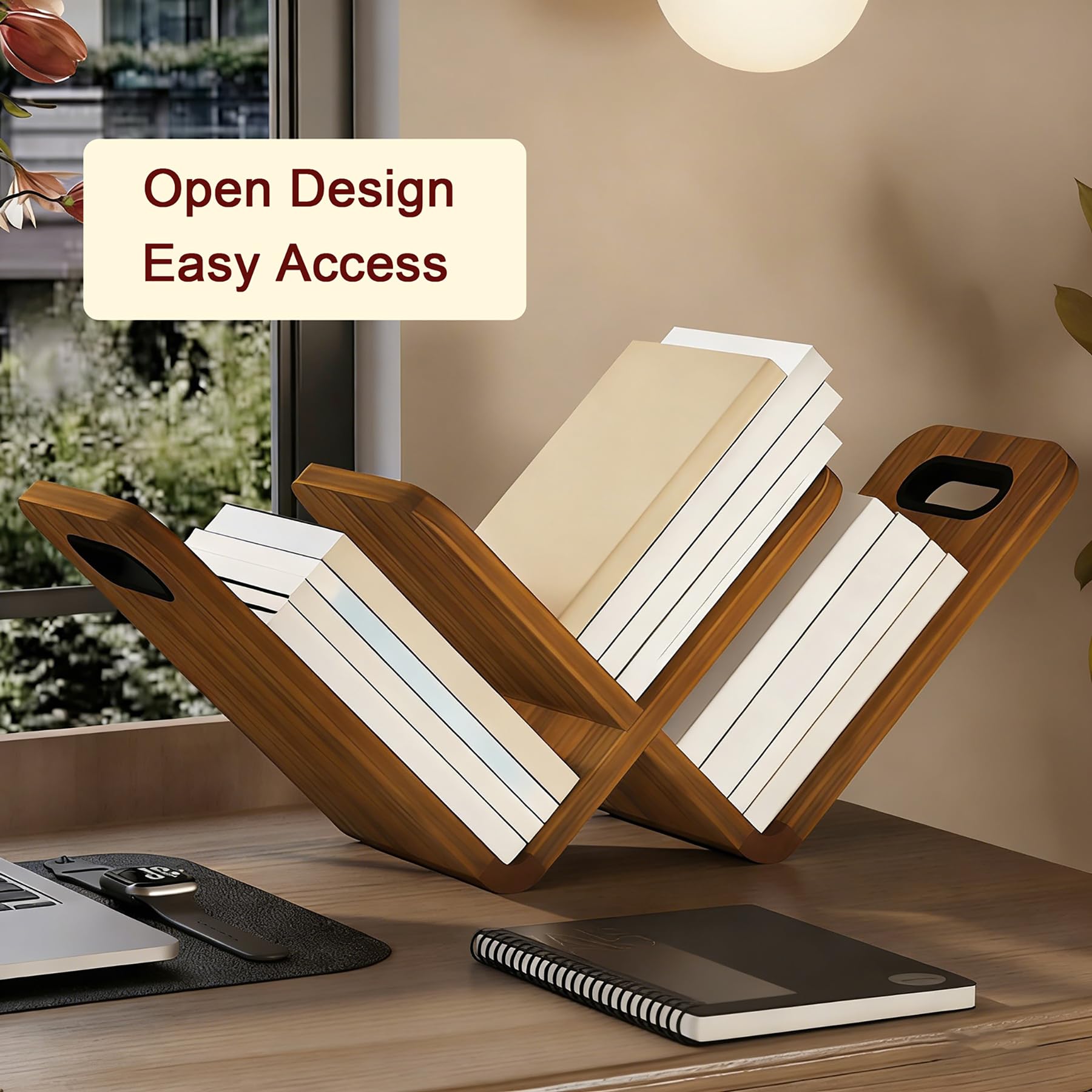 Organizer da scrivania in legno, libreria inclinabile da 60 cm, mensola da scrivania retrò per casa, ufficio, camera da letto e studio, soluzione versatile