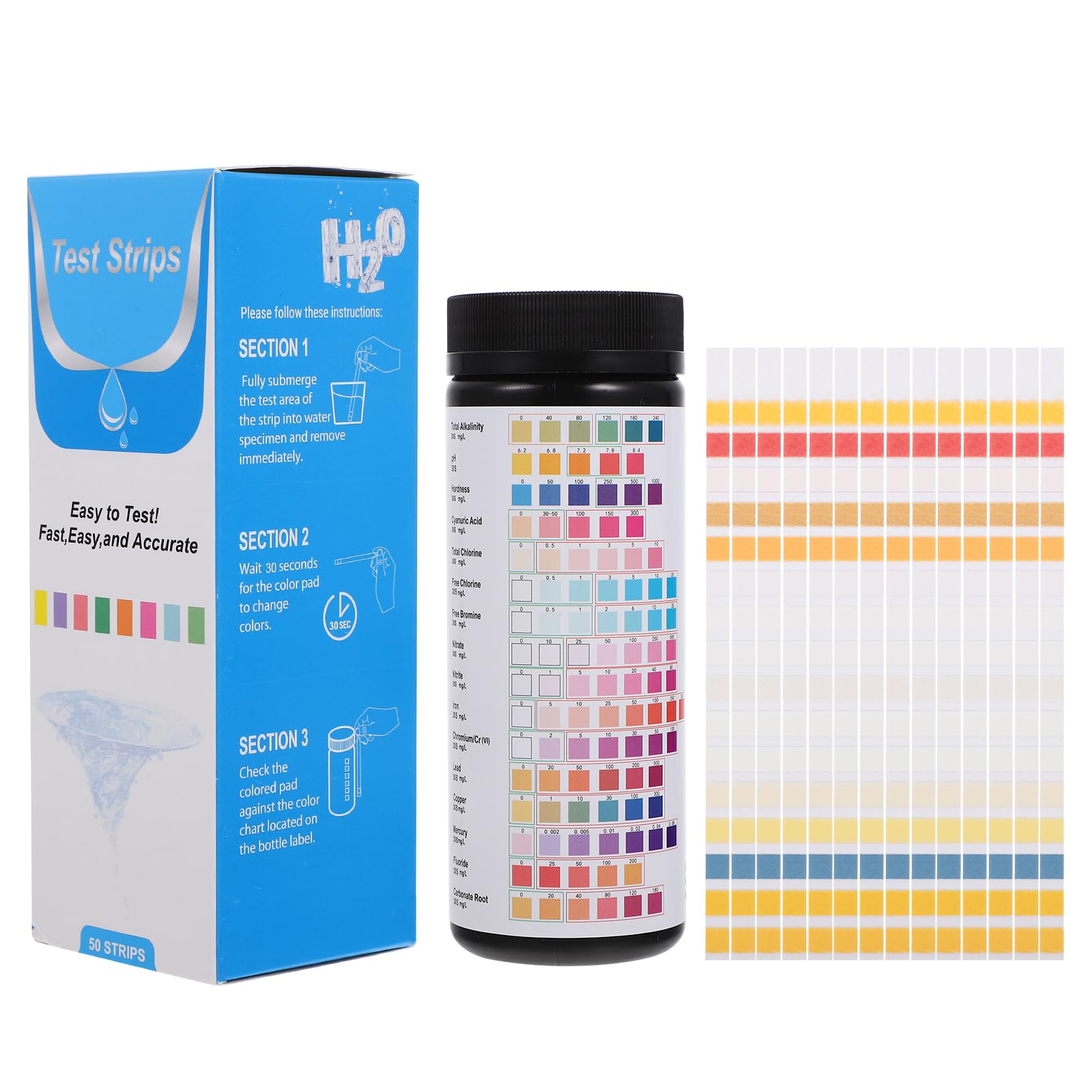 Toddmomy 50pcs Water Quality Test Strip Spa Bath Swimming Pools Uric Acid Level Test Paper Water Hardness Acid Alkaline Strips Spa Test Paper Pool Liquid Tool