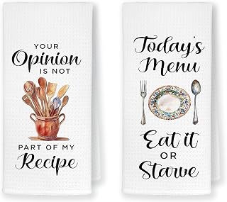 HONLUNG Funny Housewarming Gifts,Kitchen Towels Set of 2, Hostess Chef Gifts for Women Dish Towels Drying Cloth for New Home Kitchen Decorative Hand Towels, 16x24 Inch