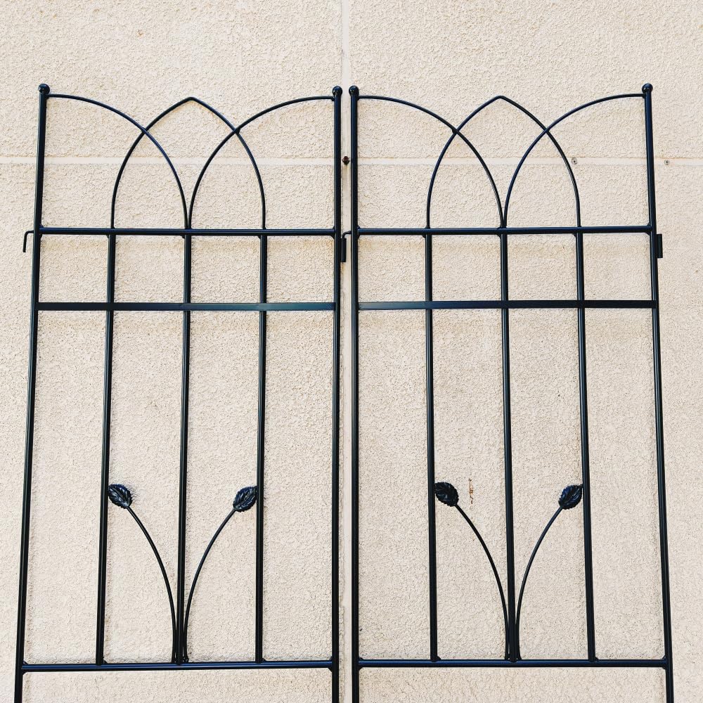 Sturdy Metal Garden Trellis for Climbing Plants – Rust-Resistant Outdoor Flower Support with Decorative Lattice Design (4 Pack-Black)