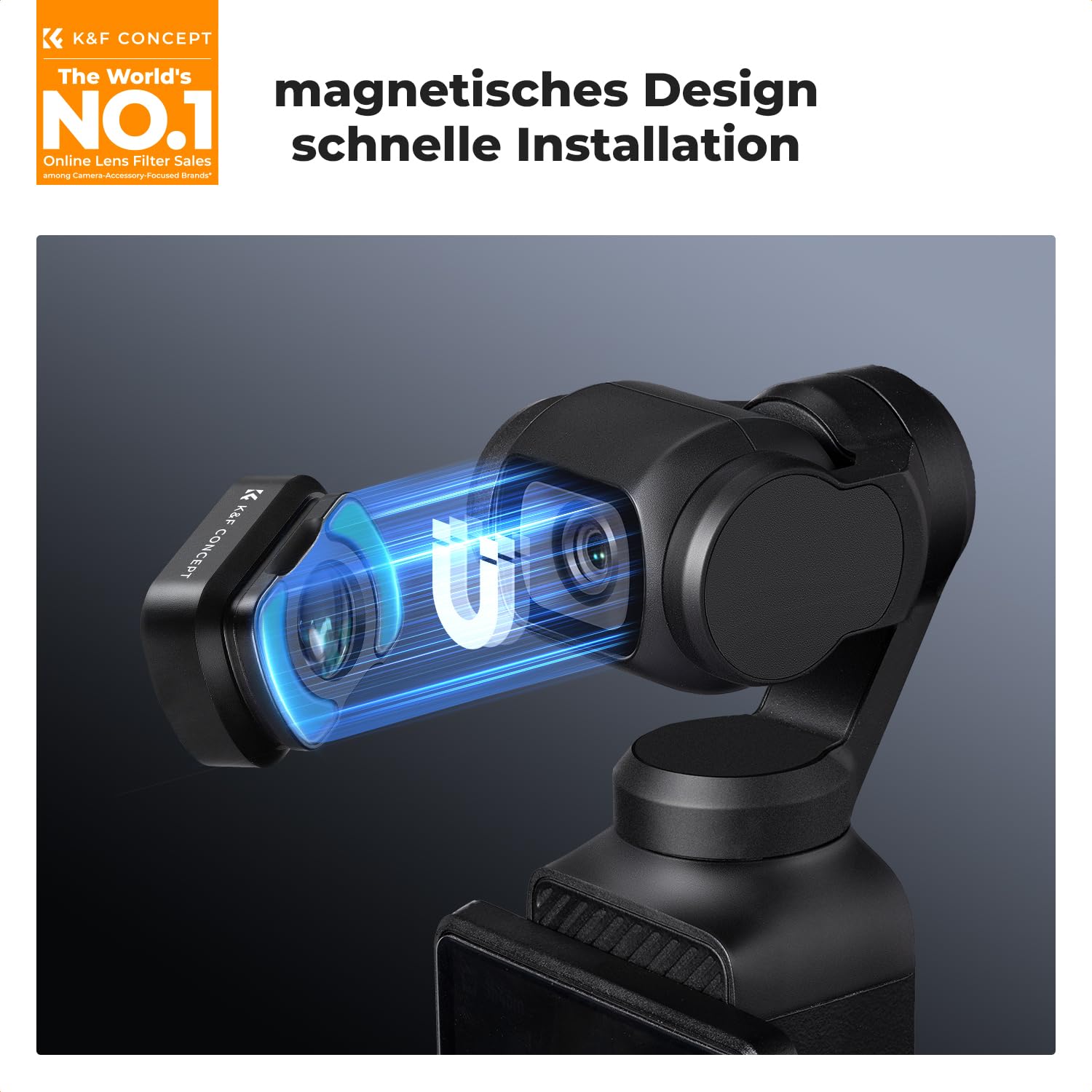 K&F CONCEPT kompatibel mit DJI Osmo Pocket 3/4, 10X Vergrößerung Objektiv für Makrofotografie Nahaufnahme HD Makro-Fotografie-Objektiv, Osmo Pocket 3 Zubehör, Osmo Pocket 4 Zubehör