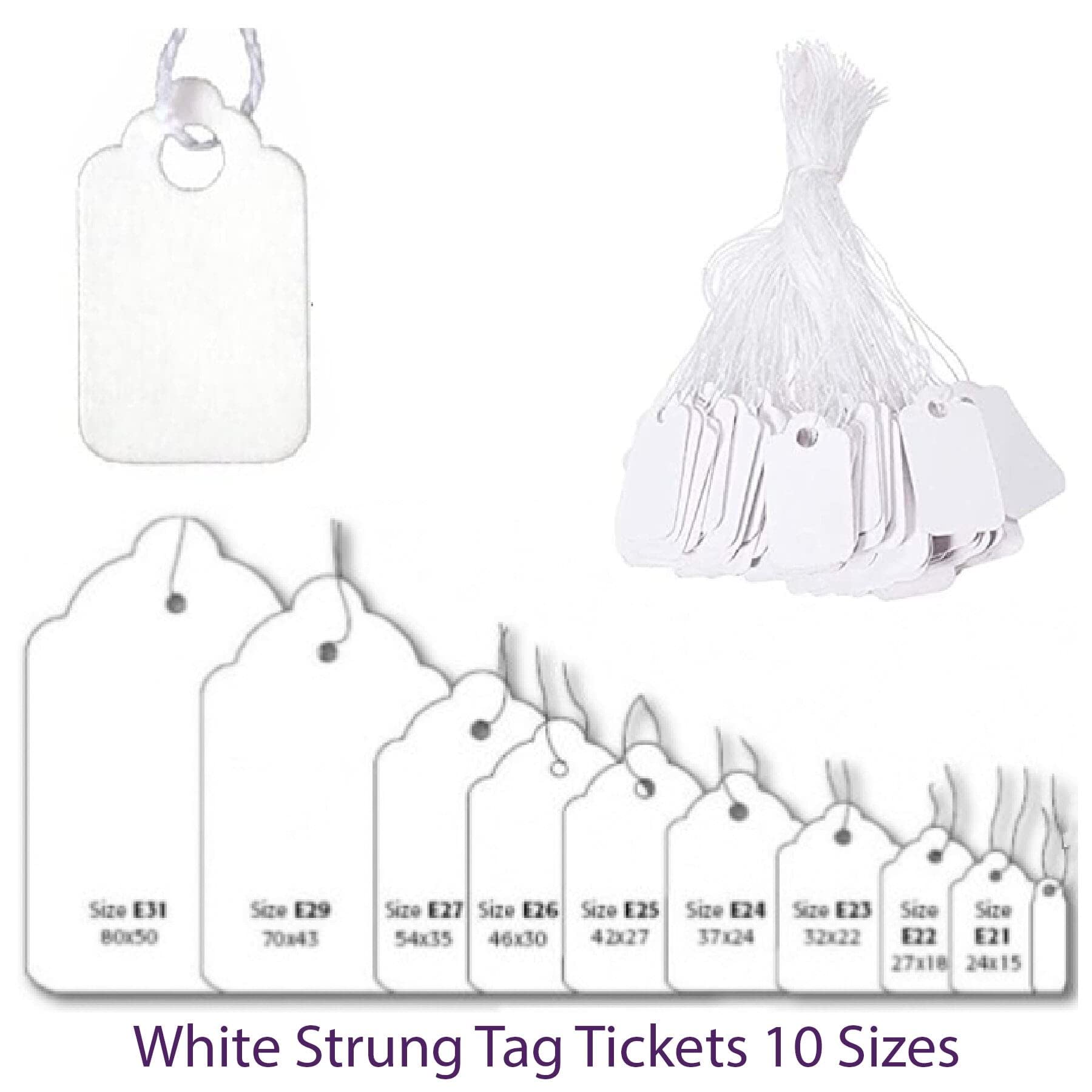 100 White Strung Tickets 80 X 50 Mm Price Tags String Swing Labels 80mm X 50mm - View #4