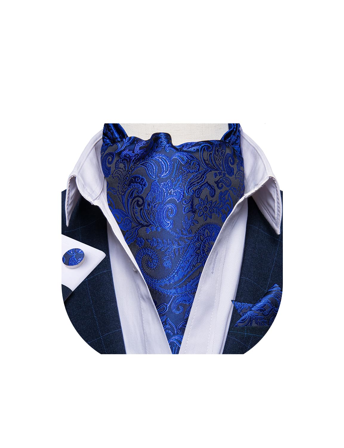 DiBanGu 100% Silk Ascot Ties for Men Paisley Cravat for Men Wedding Jacquard Woven Mens Cravat Tie and Pocket Square Set