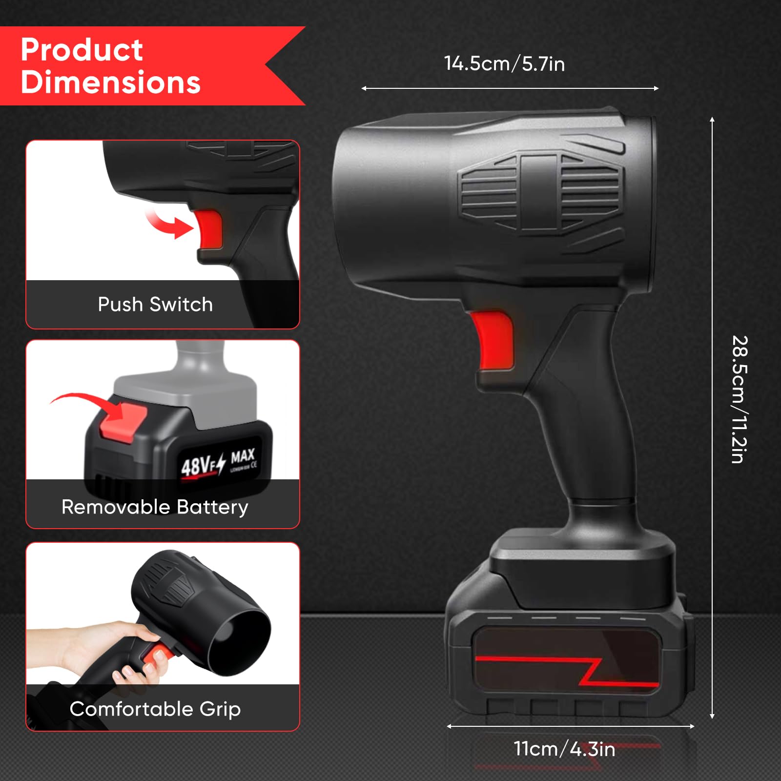 Soplador de Hojas, Turbo Sopladora de Hojas, 21V con 2 Baterías de 4.0Ah, Soplador Bateria, Ideal para Jardín, Coche, Patio, Nieve y Camping