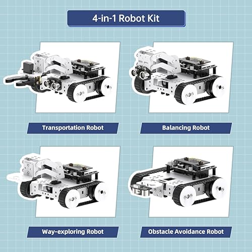 Miniatura 4 de Qtruck - Robot inteligente 4 en 1 para programación Microbit V2, proyecto STEM, kit de robot educativo, auto tanque rastreado para principiantes