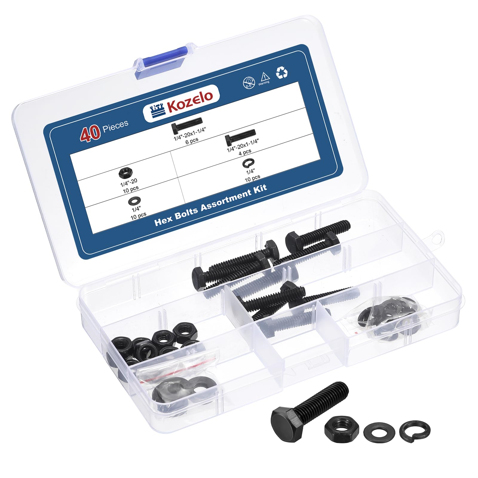 Kozelo 40 Pcs Bolts and Nuts Washers Kit