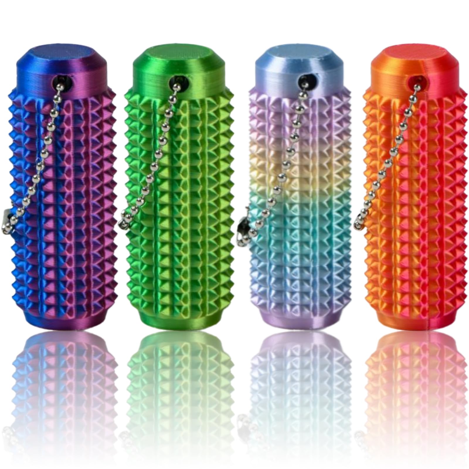 4Pcs Little Ouchies Fidget Spiky Keychain for Adults - 3D Printed Sensory Stress Relief Toy for Anxiety, Focus &amp; Pain Stimulation, Portable ADHD Autism Fidget Toys