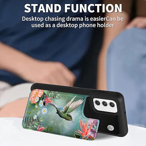 Miniatura 3 de Funda tipo cartera para Samsung Galaxy A54 5G con tarjetero diseño de flores de colibrí para mujeres Wen PU cuero Kickstand Flip ranuras