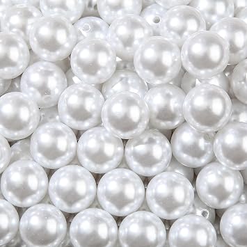 20mm Acrylic Beads 180pcs White Pearl Bead Chunk Bubblegum Beadable Pen Ball Beads for Pen Bag Jewelry Making Necklace Bracelets White