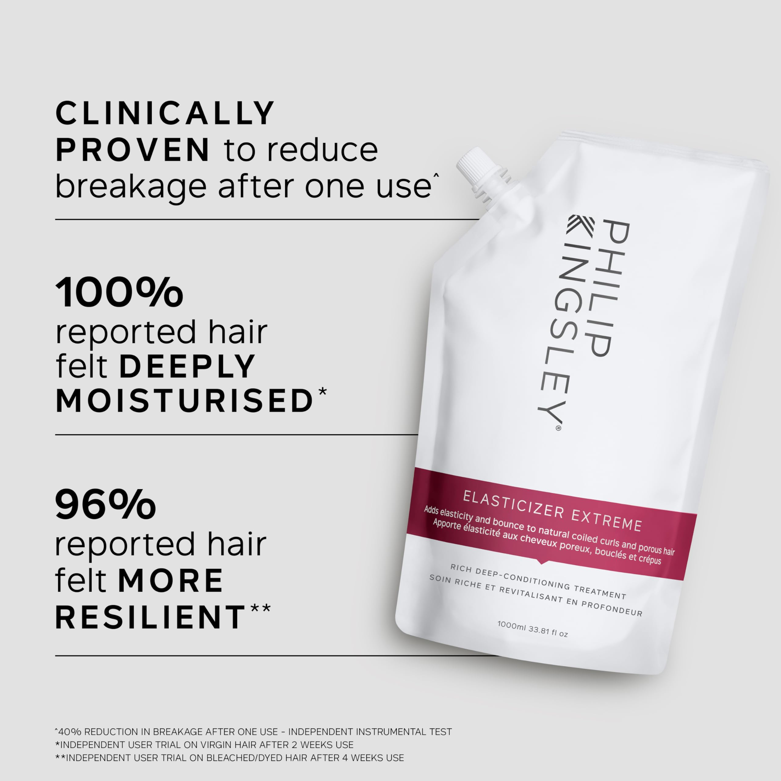 Philip Kingsley | Elasticizer Extremo | Mascarilla Capilar de Acondicionador Profundo Tratamiento Reparador | Pre Champú Mascarilla Acondicionadora Profunda | Bolsa de recarga de 1000ml