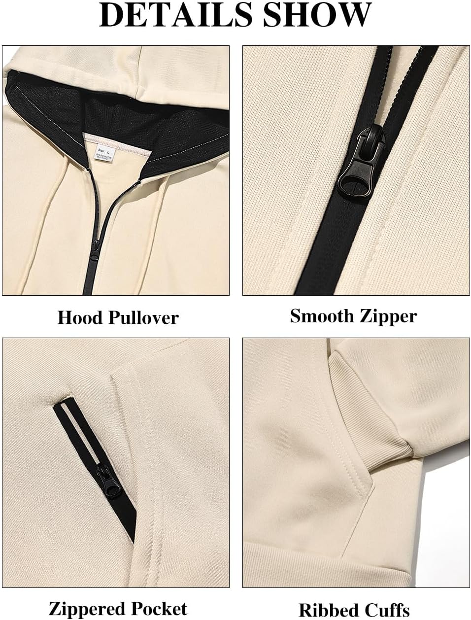 Mens Zip Up Hooded Sweatshirt Casual Long Sleeve Hoodies Fashion Drawstring Sweatshirts with Kanga Pockets - Image 6