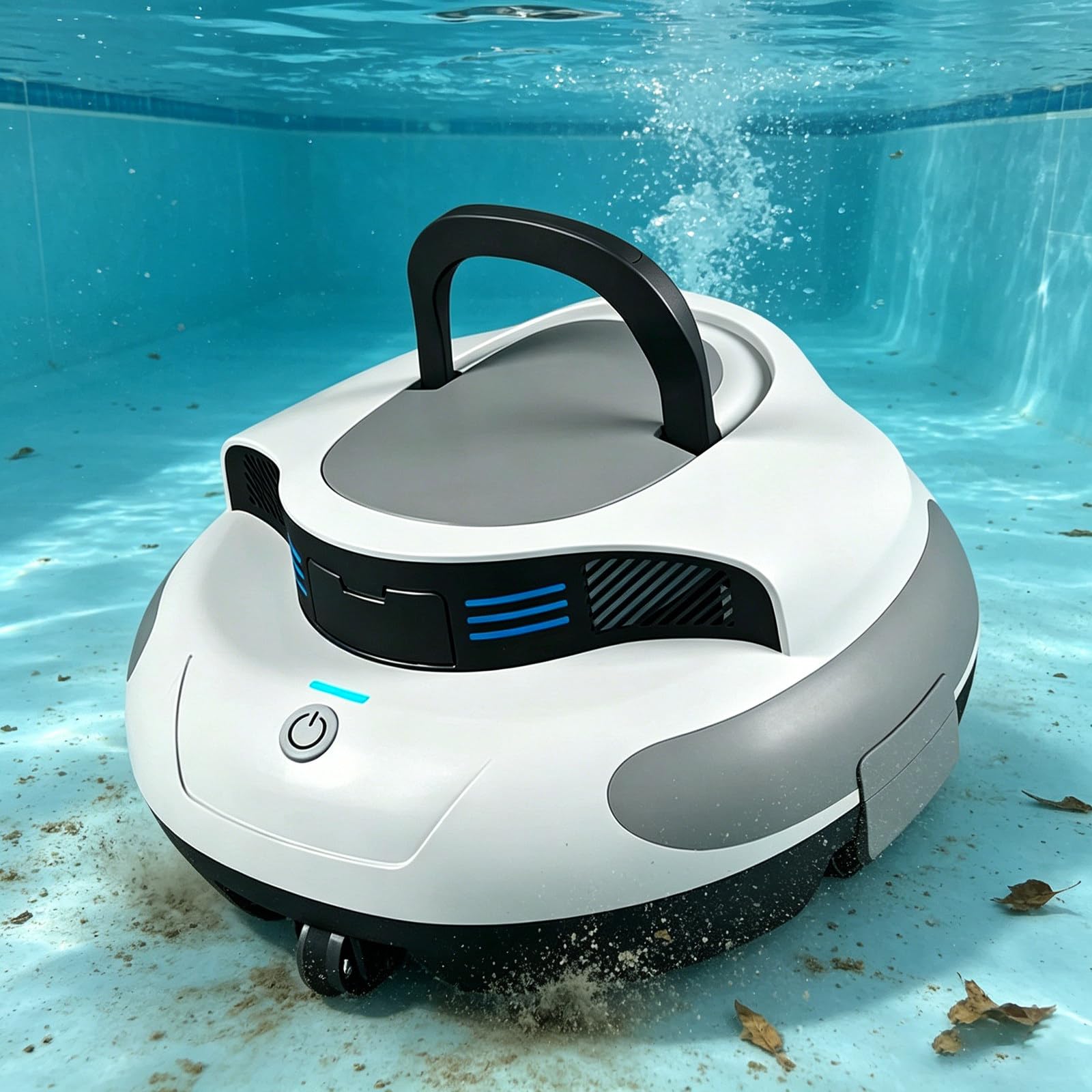 RUODATONLY Robot Pool Vacuum Cordless with Dual Scrapers: 180μm Fine Filter Vacuuming Sand & Silt, Robotic Pool Vacuum Cleaner for Pool Bottom, Ideal for Above Ground & Inground