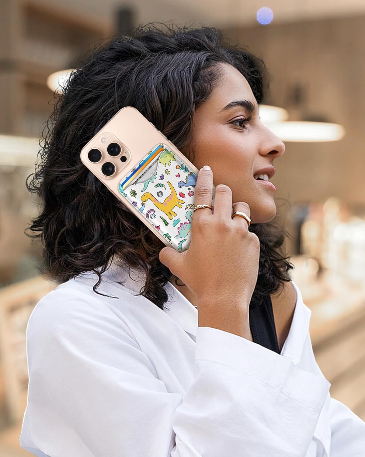 Shorogyt Compatible with Magsafe Wallet Magnetic Card Holder - Dinosaur Phone Wallets for Women Teen Girls Cute Pattern for iPhone 17/16/15/14/13/12 Series Slim for Apple Mag RFID Magnet, Fit 3 Cards - Image 6