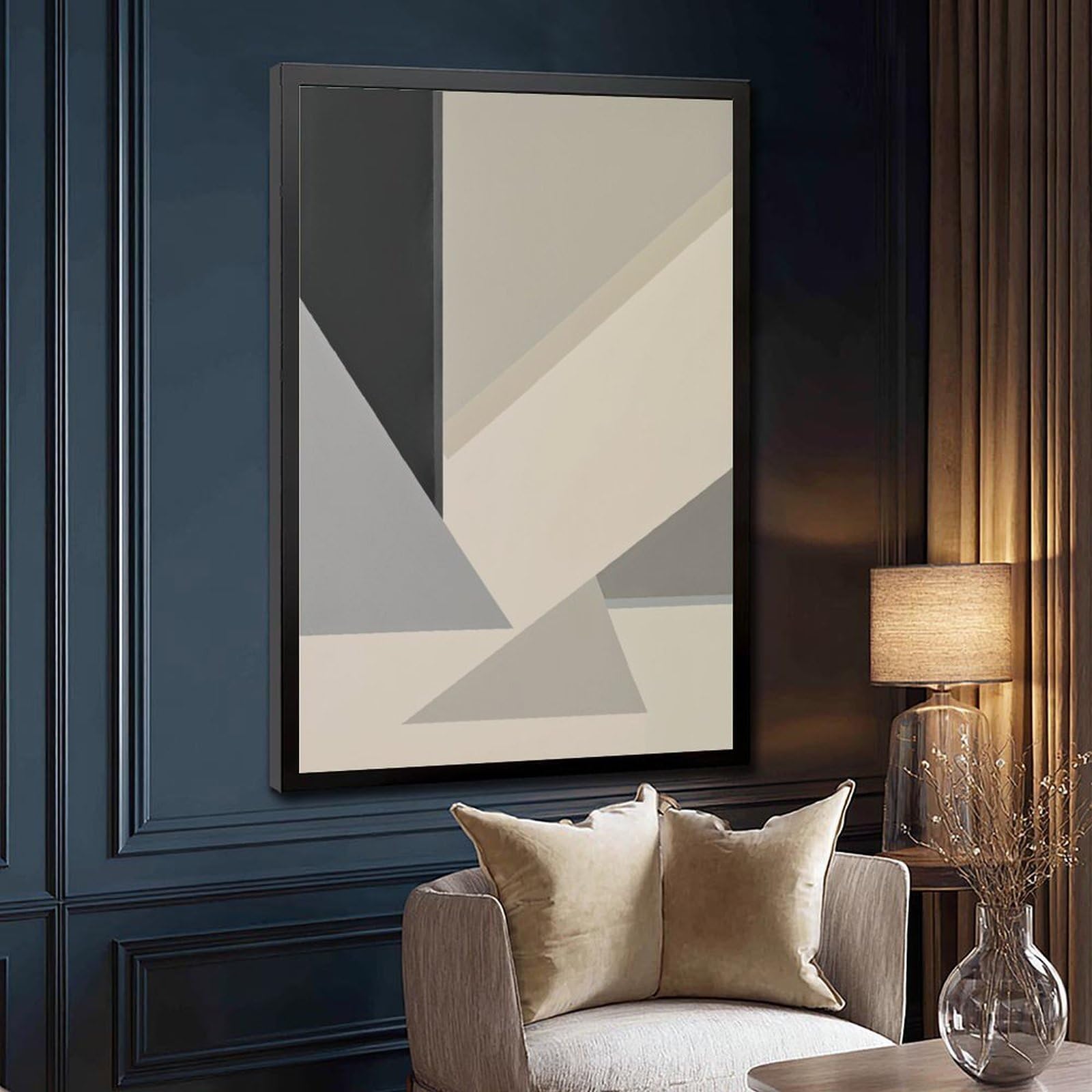 Mnyuein Neutrales abstraktes und minimalistisches Poster, 2 Leinwand-Poster, Schlafzimmer-Dekor, Sportlandschaft, Büro, Raumdekoration, Geschenk, schwarzer Rahmen, 40,6 x 61 cm (L x B)