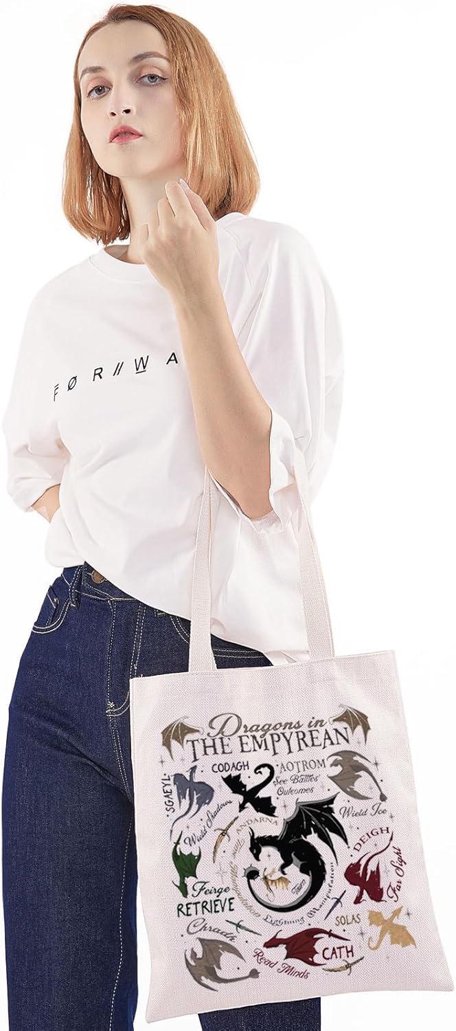 WZMPA Empyrean Dragon Tote Bag Empyrean Bookish Gifts 4th Wing Novel Grocery Bag Dragon Rider Merchandise - Image 5