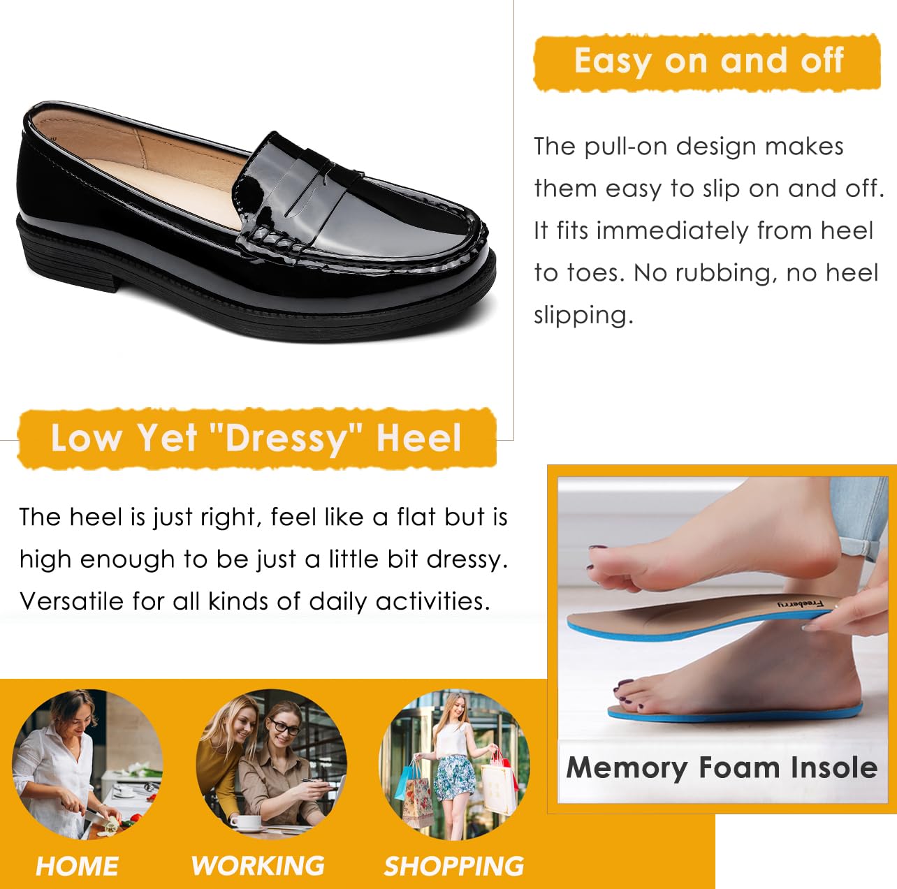 Women's Comfortable Leather Penny Loafers Slip On Business Casual Dress Shoes Lightweight Office Work Flats Everyday Walking Shoes for Women — view 6