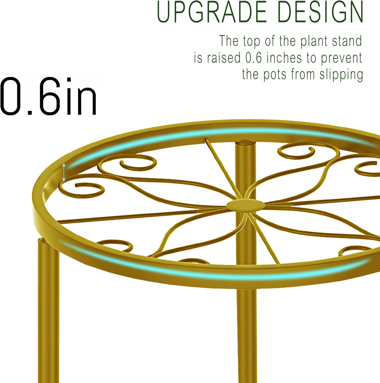 CADANI 5-Pack Metal Plant Stands for Outdoor Indoor, Anti-Rust Iron Flower Pot Stand, Heavy Duty Plant Pot Shelf for Multiple Plant, Decoration Racks for Home, Patio & Garden