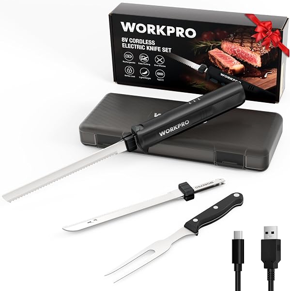 A cordless carving knife that prioritizes clean slicing and easy storage