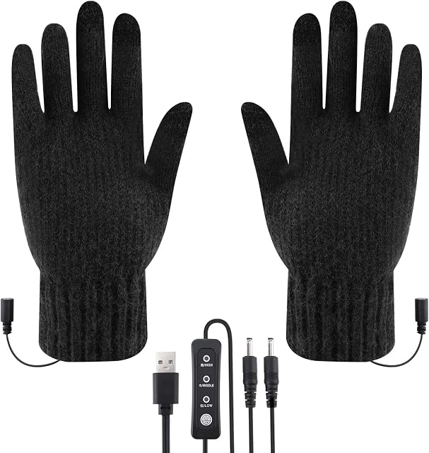 Achort Winter Warm Heated Gloves Touchscreen Anti-slip Lightweight Gloves USB Heated Hand Warmers Gloves Washable Knitting Gloves Gift for Men Women Sport Walking Riding Driving Cycling