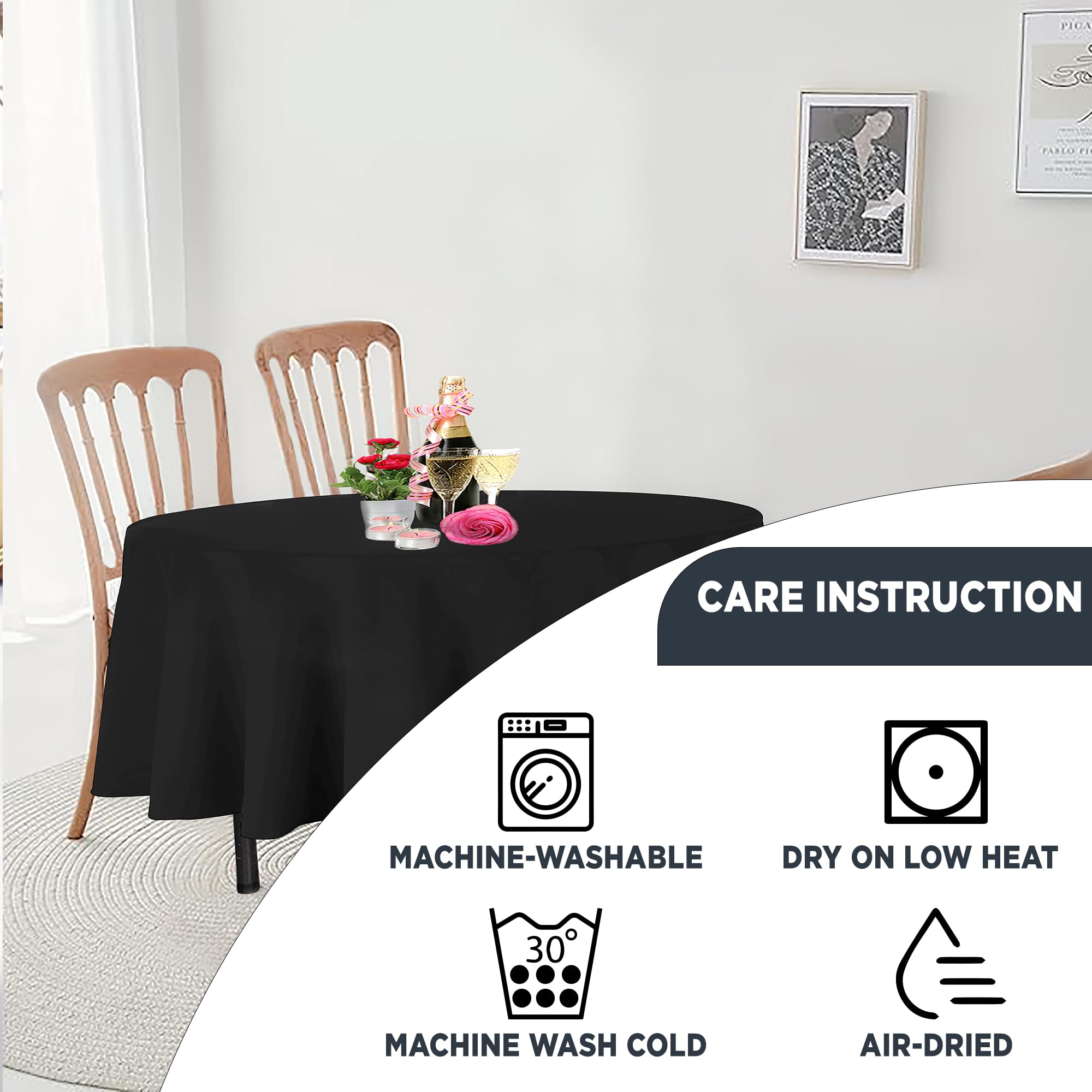 Nappe Noire En Coton Pour Table Ronde Nappe Pour Fête De Noël