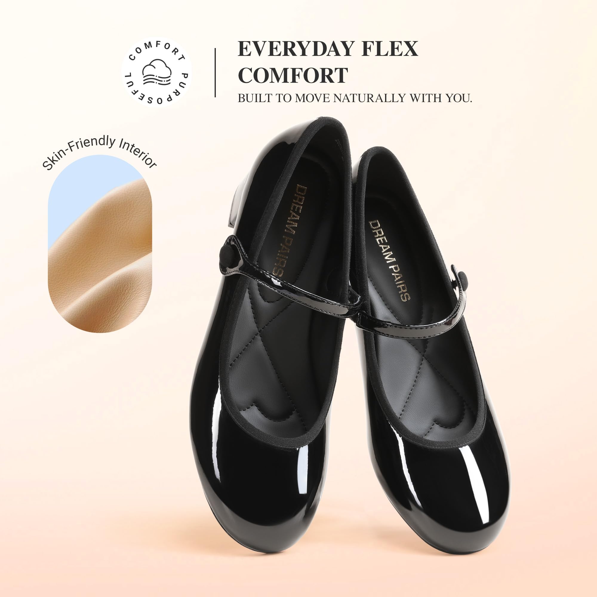DREAM PAIRS Mary Jane Donna – Comode Eleganti Scarpe Slip-on con Tacco Basso e Largo – Modello Chiuso a Punta Tonda, Ldeale per Lavoro e Tempo Libero