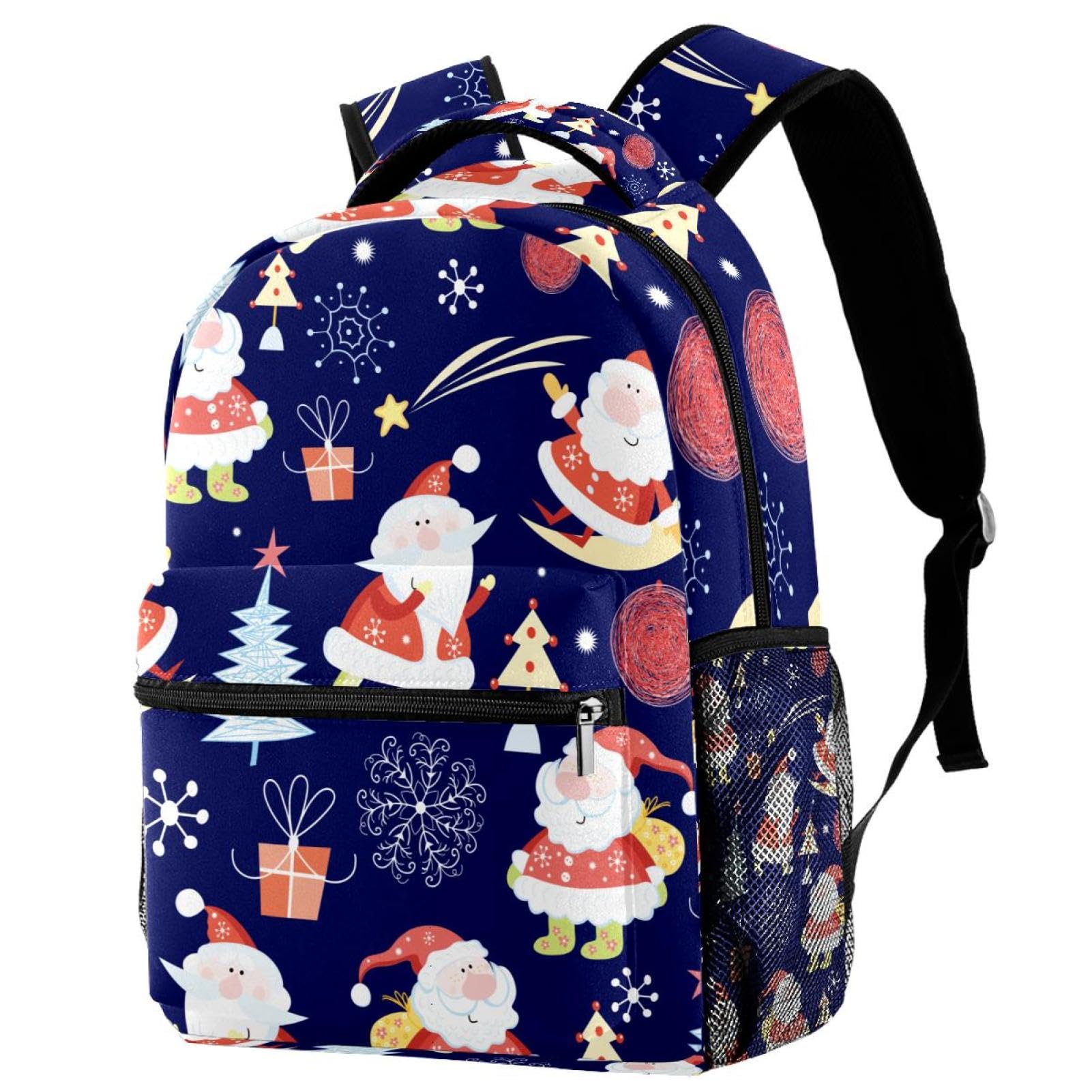 Sac à dos multicolore Père Noël mignon pour fille garçon et loisirs urbains