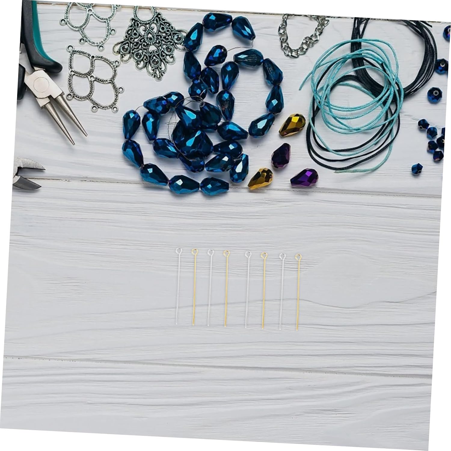 1200pcs Metal Eye Pins for Jewelry Making Open Eye Pins with Easy Threading for Jewelry Craft Supplies for Embroidery and Creating